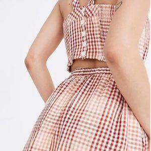 NWT Madewell Cutout-Back Midi Dress in Gingham Plaid